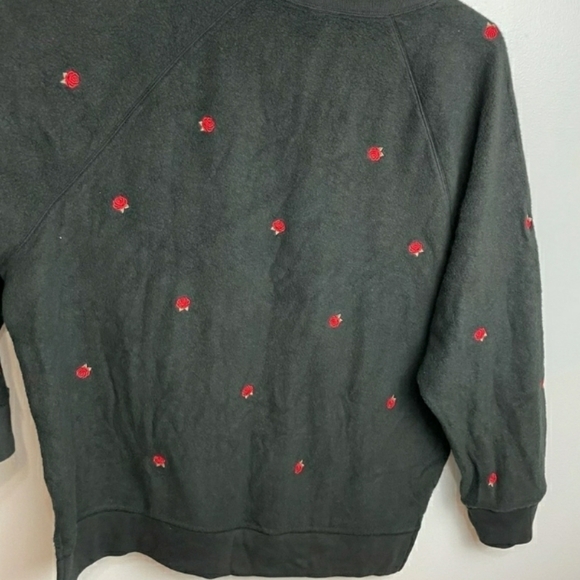 Victoria's Secret Pink Fuzzy Knit Crew Neck Roses Embroidered Pullover Size L - Picture 5 of 13